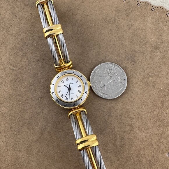 Vintage Andre Piasso 2 Tone with Dual Stainless Steel Cable Watch - Picture 5 of 8